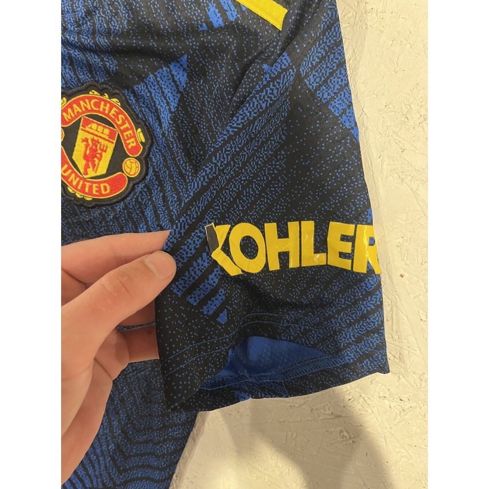 Manchester United 2021 2022 Third Adidas Jersey Kit Shirt Small Blue Yellow - Picture 6 of 9